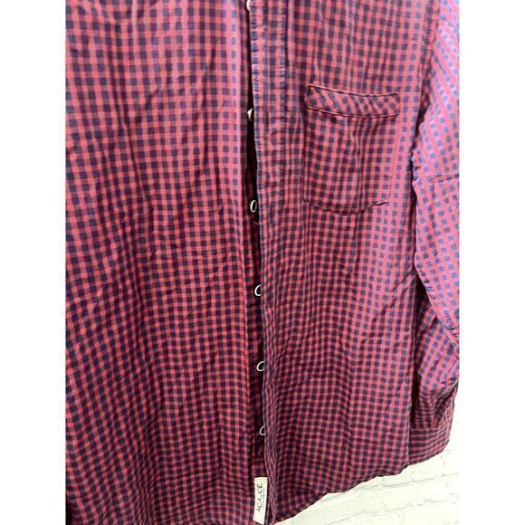 ACA JOE MENS RED AND BLUE GINGHAM BUTTON DOWN SHIRT SZ (S) - Picture 3 of 4